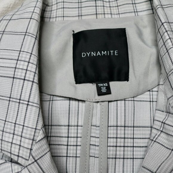 Dynamite Light Blue/Grey Plaid Blazer, size Extra Small - Picture 4 of 8